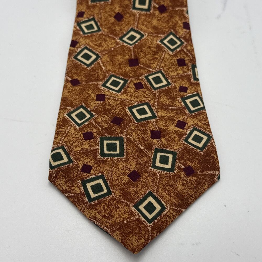 Vtg Chaps Ralph Lauren Geometric 100% Silk Mens Neck Tie 80s Maximalist Retro